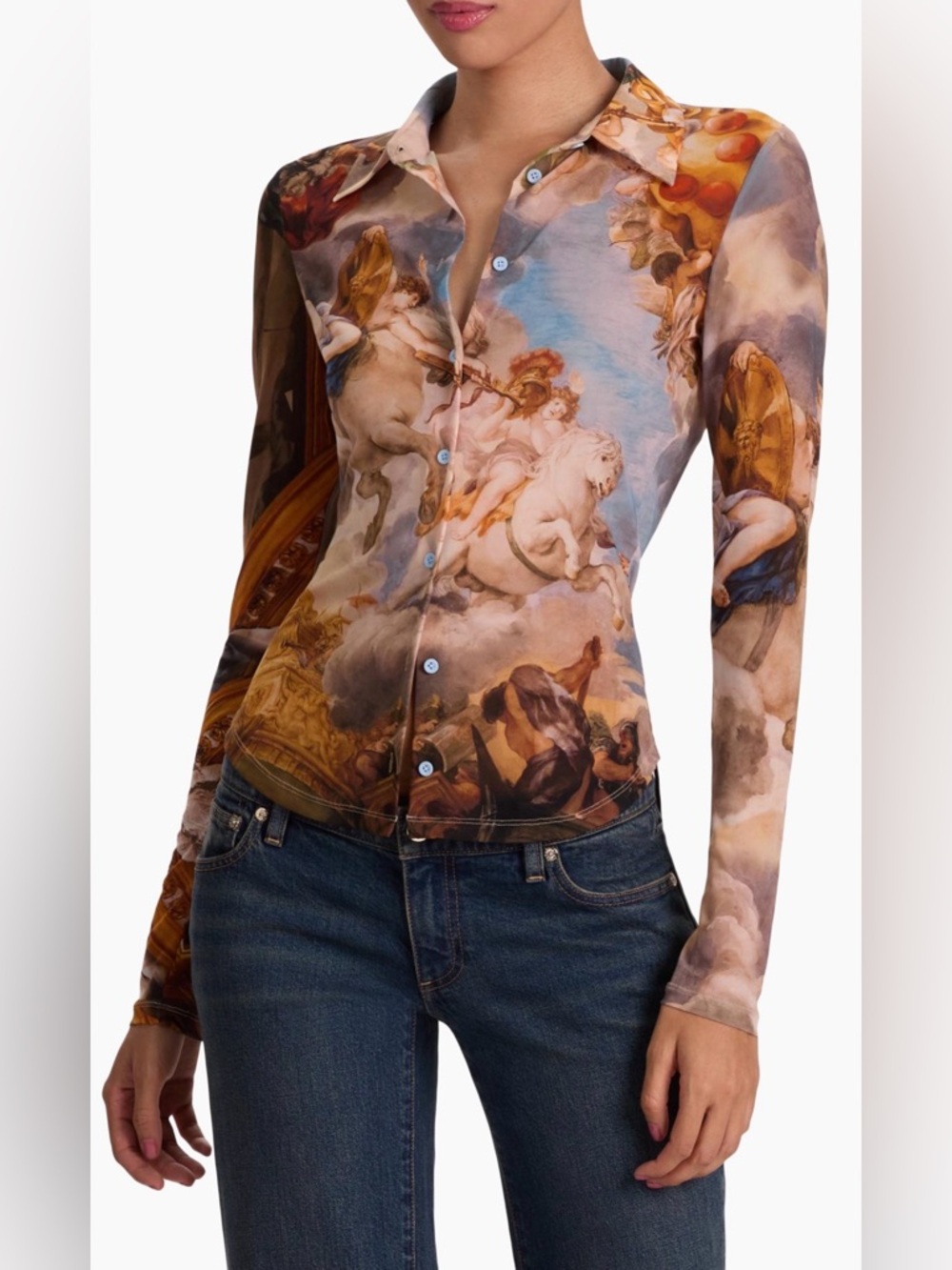 Alice + Olivia Jade Stretch-Nylon Mesh Shirt